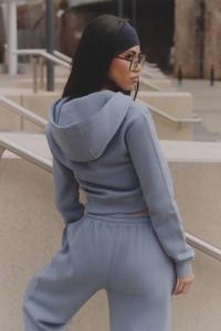 ชุดวอร์มลำลองสีน้ำเงินสไตล์วินเทจ ปักลาย สำหรับผู้หญิง แบบซิป - Product Image 5