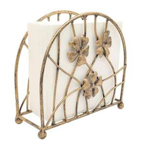 Porte-serviettes en fer forgé artisanal avec motifs floraux gravés parfait pour la décoration de la maison et de la cuisine à thème vintage - Product Image 1