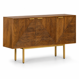 Commode moderne en bois de manguier à 4 tiroirs, armoire de rangement marron avec porte à panneau plat et garantie de 5 ans, meuble de salon pour la maison - Product Image 6