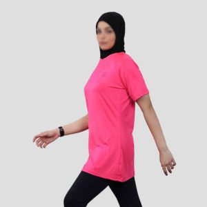 Équipé personnalisé de haute qualité islamique modeste vêtements de sport vêtements actifs musulman long haut ample entraînement col en V t-shirt pour les femmes - Product Image 2