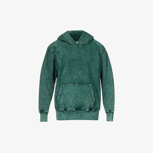 Sudadera con Capucha Extra Grande de Lujo para Hombre, Diseño Lavado Negro con Efecto Desgastado, Estilo Urbano Pesado para Invierno - Product Image 4