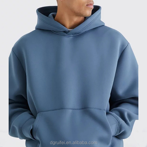 เสื้อฮู้ดดี้ผู้ชายทรงโอเวอร์ไซส์แบบครอป ผ้าฝ้าย 70% โพลีเอสเตอร์ 30% ย้อมสีพื้น พิมพ์ลายปักแบบพัฟ สำหรับฤดูหนาว - Product Image 2