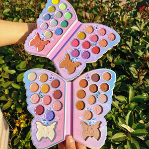 Custom <b>Empty</b> Makeup Shimmer Matte Glitter Blue Butterfly Eyeshadow Palette - Product Image 1