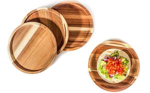 Natural Mango and Acacia Wooden <b>Plates</b> with Safe Food Use Coating Hand Carved <b>Surface</b> and Elegant Raw Organic Texture - Product Image 5