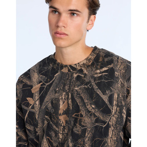 Heavy Cotton Knitted Camo Waffle Tee Camouflage Thermal sweatshirt Double Layer Long Sleeve T-<b>shirts</b> for Men - Product Image 6