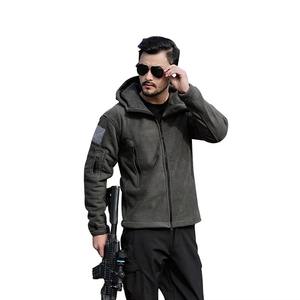 Winter men's tactical <b>fleece</b> jacket <b>warm</b> solid color with hooded design perfect for outdoor and casual wear - Product Image 6