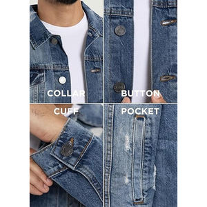 Veste en jean bleu clair à manches longues personnalisée de haute qualité pour hommes Nouveau style décontracté Veste en jean délavé d'hiver - Product Image 6