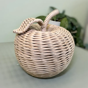 Boîte en forme de pomme tissée, rangement rustique pour fournitures artisanales, jouets et plus encore - Product Image 3