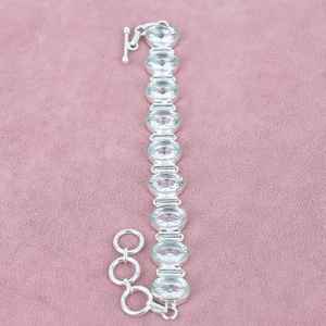 Pulsera de topacio blanco, pulsera de plata de ley 925, pulsera hecha a mano para mujer, joyería Bohemia, regalo nupcial, pulsera hecha a mano - Product Image 2