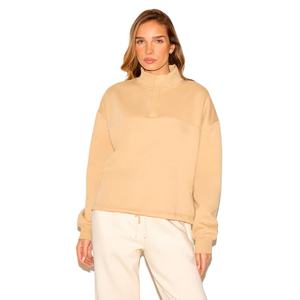 เสื้อสเวตเตอร์แบบสวมหัวโอเวอร์ไซส์สำหรับผู้หญิงผ้าฟลีซผ้าฝ้ายหนาดีไซน์แบบรูดซิปครึ่งตัว - Product Image 1