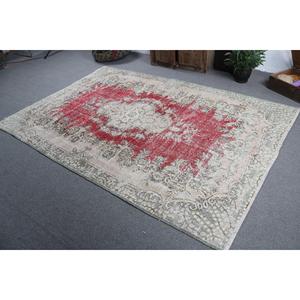 Grand tapis vintage 5,9x8,8 pi (179x267 cm), tapis turc en laine rouge à motifs floraux - Product Image 4