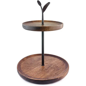 Wholesale 2-<b>Tier</b> <b>Cake</b> <b>Stand</b> Cupcake Holder High Quality New Latest Design Wood Aluminium Best Price for Tableware Serving - Product Image 2