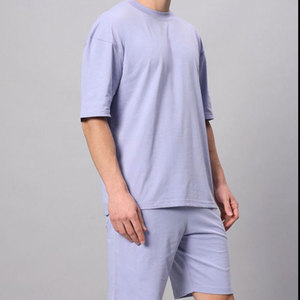 Ensemble T-shirt et short pour homme, couleur unie, respirant, tendance été, 100% coton, style streetwear - Product Image 6