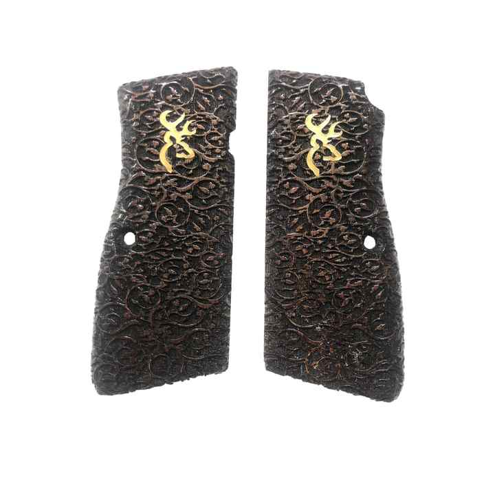 Belgium Browning HP 14 Compatible Metal Special Series Laser Cut Wooden Handle Mod59