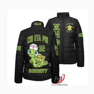 Chi Eta Phi Sorority Embroidery Women Satin Jacket | Sorority Embroidered Ladies Customised Silk Bomber Jacket - Product Image 1