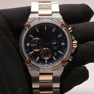 Montre chronographe de luxe pour homme, hip-hop, moissanite, entièrement sertie de diamants, boîtier en acier inoxydable, bracelet en or jaune, verre de clarté VVS - Product Image 6