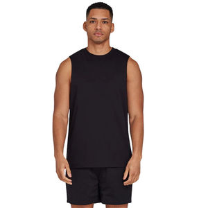 เสื้อกล้ามแขนกุดพิมพ์โลโก้ด้านหน้าและด้านหลังเสื้อออกกำลังกายผ้าฝ้ายเนื้อนุ่มสำหรับสตรีทแวร์และลุคฤดูร้อน - Product Image 1