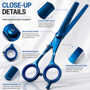 Tijeras de Entresacar Profesionales de 6.7 Pulgadas para Salón, Tijeras de Texturización de Cabello de Acero Inoxidable, Herramienta de Corte para Barbero, Suministro OEM - Product Image 3