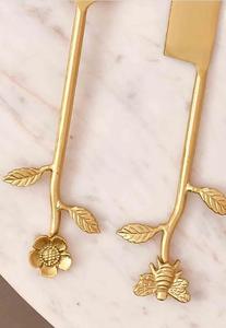 Best Selling Wood PC <b>Cake</b> <b>Tool</b> Set Gold Metal Plated Server Slicer & Spatula Flower Bee End Design Home Wedding Restaurant Use - Product Image 4