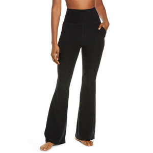 Yoga Darkest Night Flare Leggings High Waist Breathable Spandex/Nylon <b>Tights</b> Custom Logo Solid <b>Pattern</b> Active Usage 3XL Medium - Product Image 4