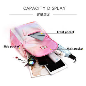 Sac à dos scolaire tendance 2026 pour filles, dégradé de couleurs, antivol, imperméable, en nylon Oxford détachable avec fermeture éclair et motif dessin animé - Product Image 1