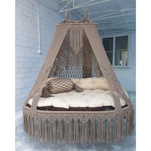 Silla Columpio Grande de Macramé para Interiores y Exteriores, Silla Columpio Colgante para Patio, Silla Sofá de Macramé para Muebles de Hogar y Patio - Product Image 1