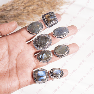 Top Trending Attractive <b>Labradorite</b> Cabochon Adjustable <b>Rings</b> Premium Healing Gemstones Meditation Jewelry Everyday Wear Gift - Product Image 4