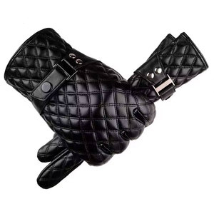 Gants en peau de mouton pour hommes en cuir PU thermique chaud écran tactile hiver ultraléger coupe-vent décontracté séchage rapide respirant pour la conduite - Product Image 5