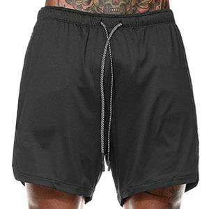 กางเกงขาสั้นรัดรูปสีดำสำหรับผู้ชาย2-in-1กางเกงขาสั้นสำหรับใส่วิ่งออกกำลังกายในยิมกีฬาสองชั้น - Product Image 6