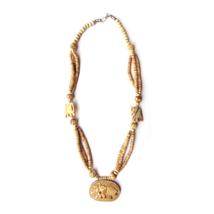 Collar de Cuentas de Hueso Hecho a Mano por Artesanos Indios, Estilo Étnico Moderno, Cadena de Eslabones en Forma de Corazón de 18 Pulgadas para Mujer, Elegante para Bodas - Product Image 4