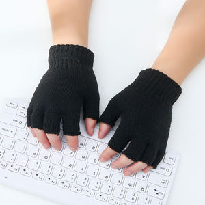 Unisex Knitted Fingerless <b>Acrylic</b> <b>Gloves</b> Single Layer Half Finger <b>Mittens</b> for Daily Life Sports & Parties Winter Touch Screens - Product Image 2