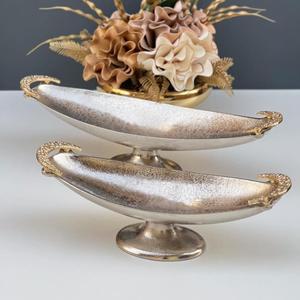 Bandeja de servicio de metal de alta calidad hecha a mano plata Cupcake y dulces Bowl Hoteles Bandeja de servicio para Decoración de mesa - Product Image 5