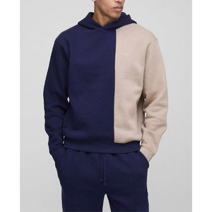 OEM conception personnalisée 100% coton polaire hommes survêtements colour block pullover sweat à capuche joggers ensembles solide hiver imprimé techniques - Product Image 3