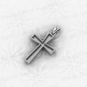 Top vente véritable 925 en argent Sterling croix Semi montage blanc lunette pendentif à breloque réglage pour les résultats composants de bijoux - Product Image 5