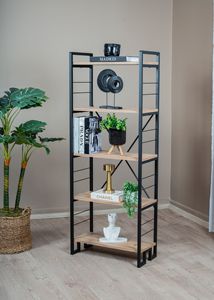 Estantería Moderna Portátil de 5 Niveles para Sala de Estar con Tablero de Partículas y Patas Metálicas, Organizador de Muebles para el Hogar - Product Image 5
