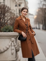 Blazer en daim de mouton élégant pour femmes, design classique, longueur normale, fermeture à double boutonnage, coupe-vent, soie, automne-hiver