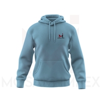 Mosaik Impex Logo kustom hoodie pria polos bulu kontras biru dan putih ukuran besar pakaian jalan berat berat