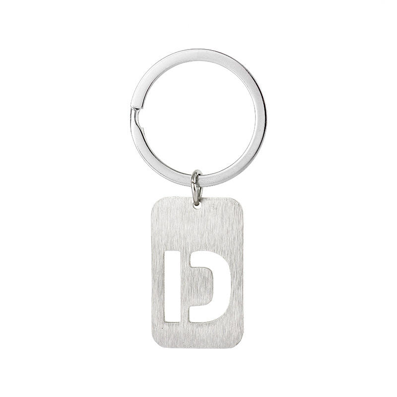 Dog Tag Hollow out Letter Keychain-D
