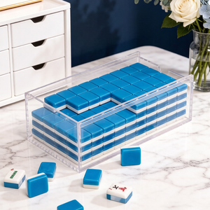 Boîte de rangement pour Mahjong en acrylique transparent avec couvercle coulissant, conteneur de présentation extractible, logo personnalisé, taille sur mesure, étui en acrylique pour jetons de Mahjong - Product Image 4