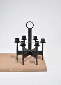 Luxury Vintage <b>Black</b> 6-Votive Wrought Iron <b>Candlestick</b> <b>Holder</b> <b>Black</b> Decorative Metal Candle Jar for Home and Gifts - Product Image 3