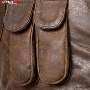 Gilet en cuir de motard décontracté pour hommes hiver haut chaud tissu respirant cuir marron gilet de moto en gros gilet à bas prix - Product Image 4