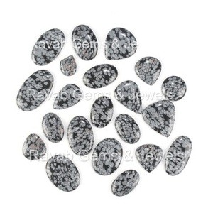 หินควอตซ์ทรงหลวมเกล็ดหิมะออบซิเดียนเรียบธรรมชาติปรับเทียบได้สำหรับทำเครื่องประดับขายส่ง - Product Image 3
