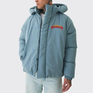 Veste d'hiver matelassée en coton surdimensionné de haute qualité pour hommes avec capuche détachable Veste à fermeture éclair coupe-vent et imperméable - Product Image 4