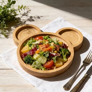 Plateau de service en bois <span class=keywords><strong>Mickey</strong></span> Mouse pour enfants, assiettes en forme d'ours, <span class=keywords><strong>assiette</strong></span> en bois de teck, <span class=keywords><strong>assiette</strong></span> personnalisée en forme d'animal pour servir des collations et décorer - Product Image 3