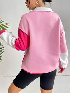 Sweat-shirt Colorblock pour femme Streetwear multicolore Pull polaire pour femme Sweat-shirt Colorblock uni 2025 - Product Image 4