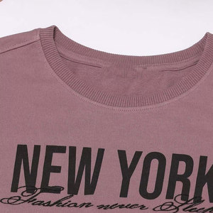 Sweat-shirt à col rond pour femme, violet, New York Fashion Never Sleeps, coupe classique, tricoté en mélange de coton, pour l'automne - Product Image 6