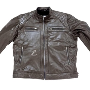 Chaquetas clásicas informales de cuero genuino marrón Vintage para hombre Chaquetas de hombre de moda de estilo motorista de alta calidad para exteriores con aspecto real - Product Image 1