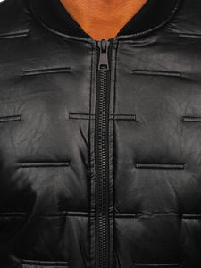 Veste en cuir véritable en gros pour hommes Vestes en cuir pour hommes Couleur unie Fermeture éclair Faux cuir Veste décontractée en PU pour hommes - Product Image 4