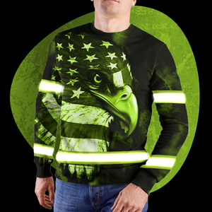 Camisas personalizadas Hi Vis de manga larga con águila y bandera de EE. UU., ropa de trabajo de seguridad reflectante para hombres - Product Image 2