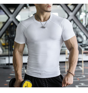 T-shirt de sport à manches courtes pour hommes à séchage rapide Hauts de fitness élastiques T-shirt de compression respirant pour hommes - Product Image 3